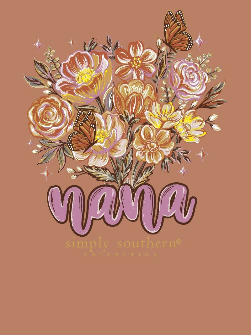 Simply Southern Nana Flowers Chestnut Long Sleeve T-Shirt