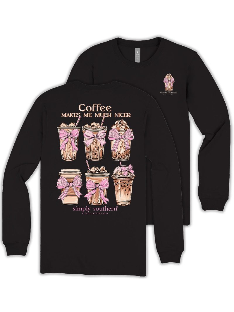 Simply Southern Nicer Coffee Long Sleeve T-Shirt - SimplyCuteTees