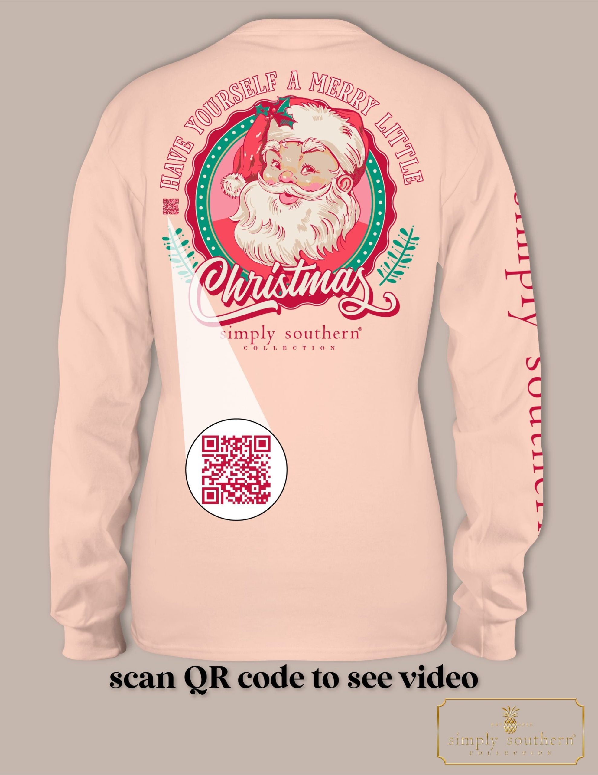Simply Southern Retro Santa Holiday Long Sleeve T-Shirt