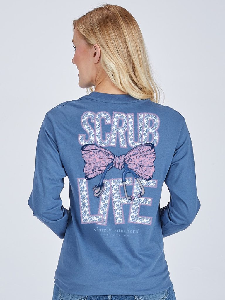 Simply Southern Scrub Life Bow Long Sleeve T-Shirt - SimplyCuteTees