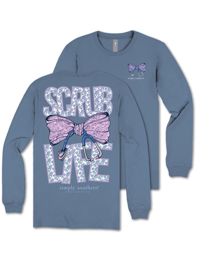Simply Southern Scrub Life Bow Long Sleeve T-Shirt - SimplyCuteTees
