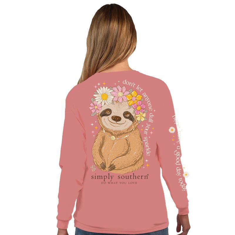 Simply Southern Sparkle Sloth Long Sleeve T-Shirt