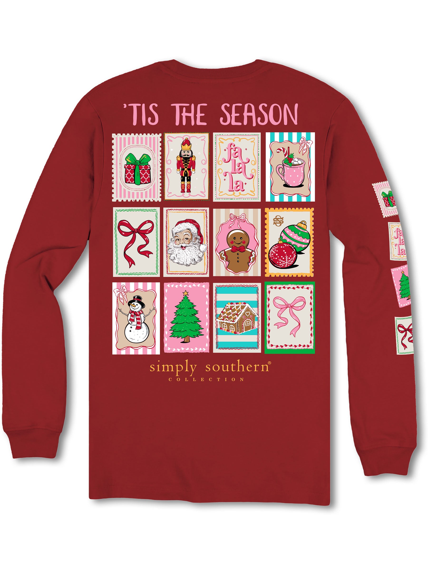 Simply Southern Christmas Stamps Holiday Long Sleeve T-Shirt