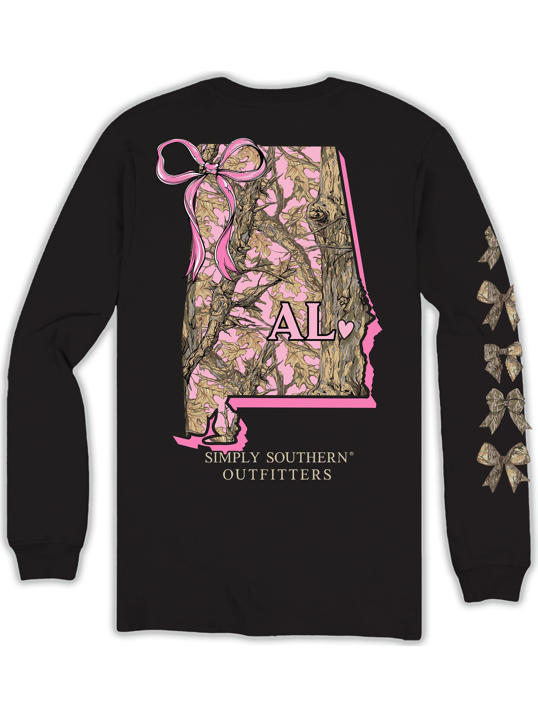 Simply Southern Alabama Camo Bow Long Sleeve T-Shirt - SimplyCuteTees