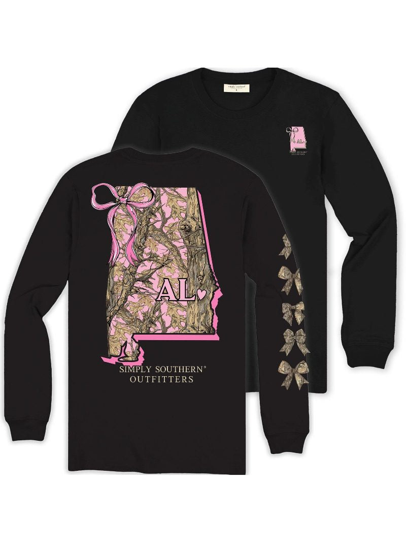 Simply Southern Alabama Camo Bow Long Sleeve T-Shirt - SimplyCuteTees
