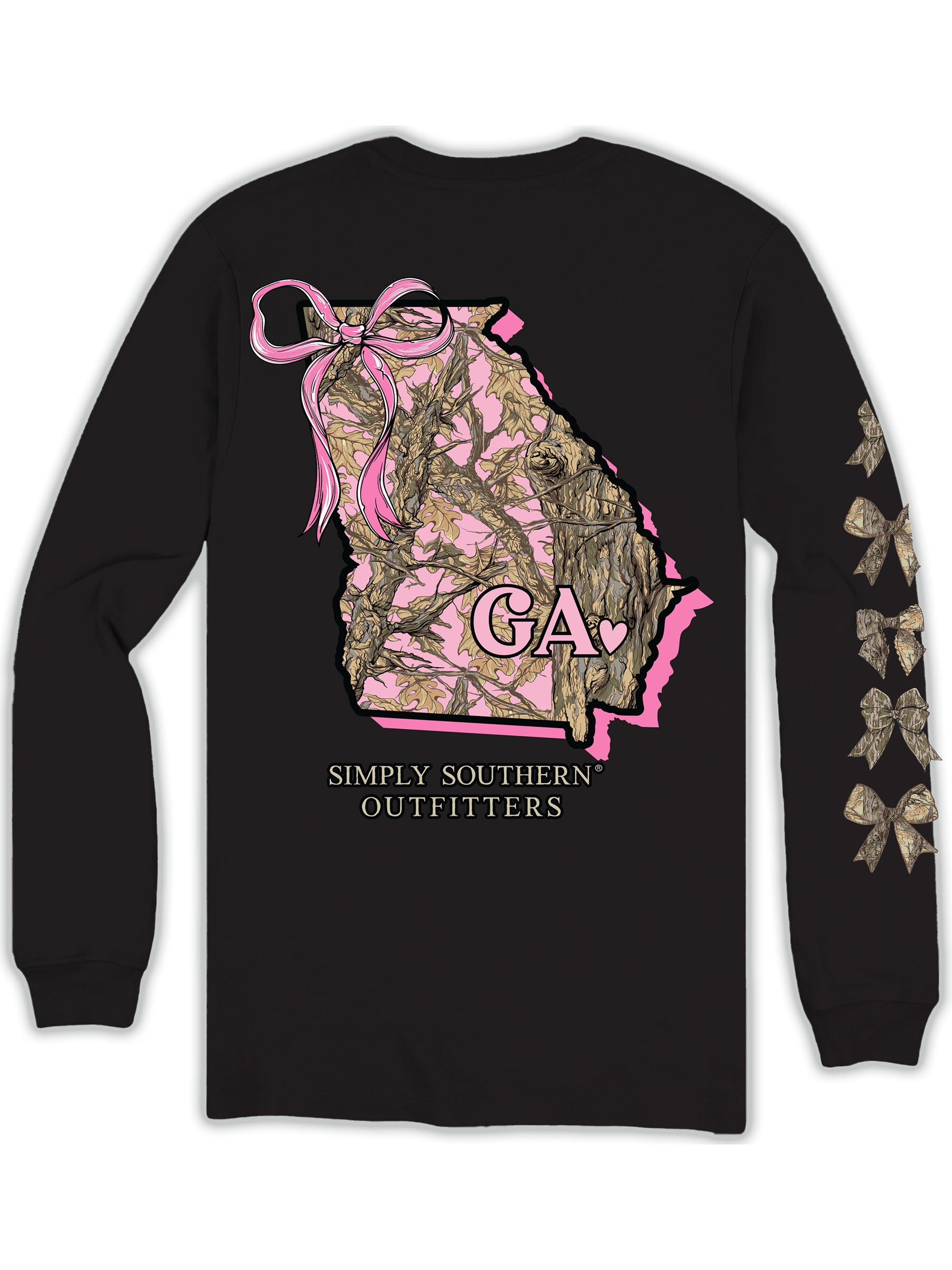 Simply Southern Georgia Camo Bow Long Sleeve T-Shirt - SimplyCuteTees
