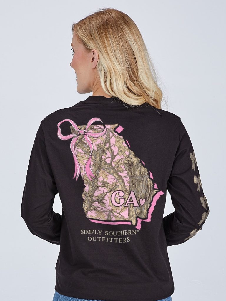 Simply Southern Georgia Camo Bow Long Sleeve T-Shirt - SimplyCuteTees