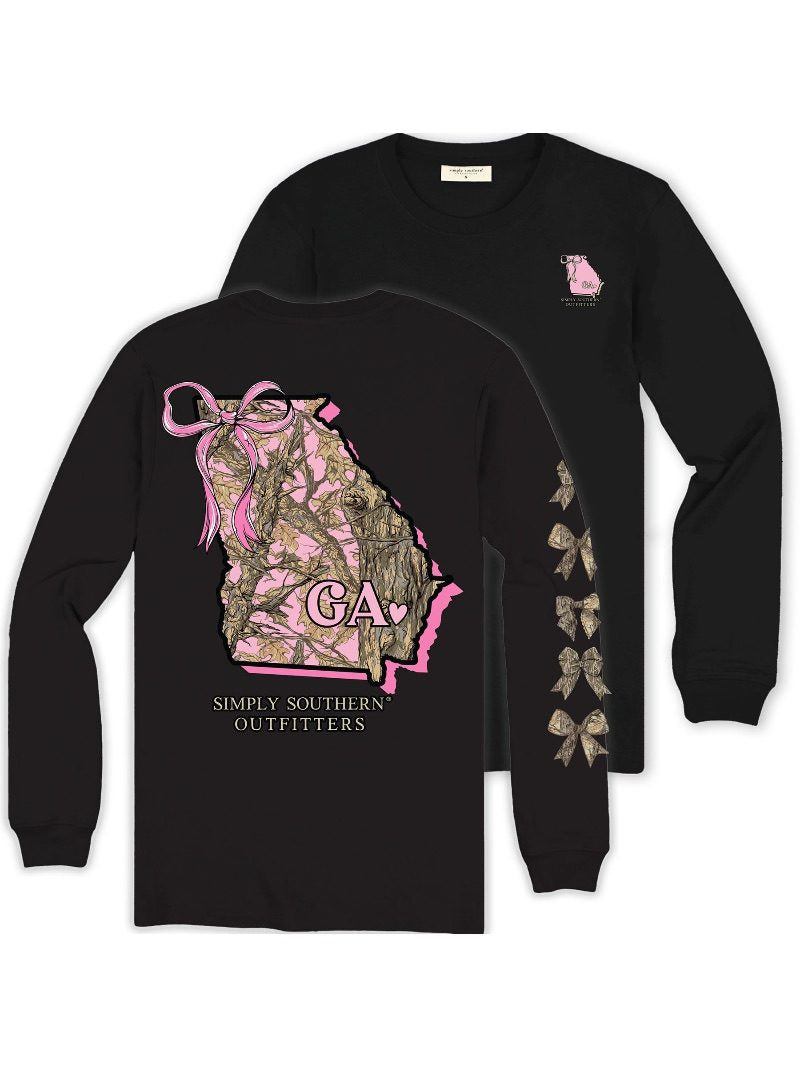 Simply Southern Georgia Camo Bow Long Sleeve T-Shirt - SimplyCuteTees
