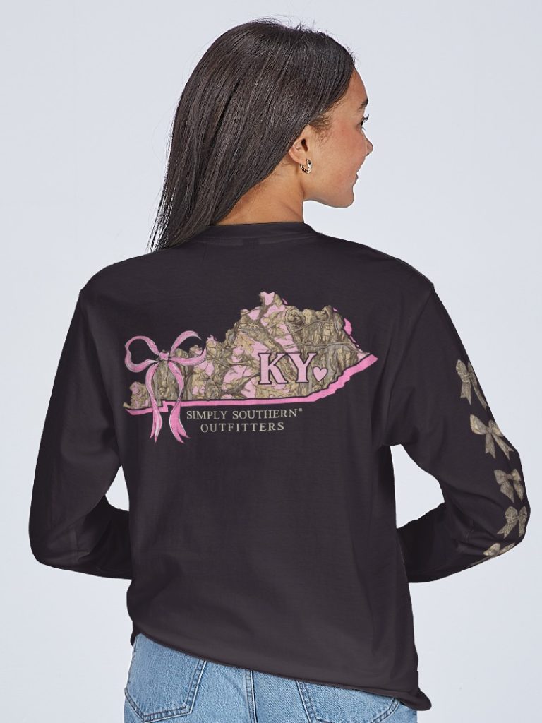 Simply Southern Kentucky Camo Bow Long Sleeve T-Shirt - SimplyCuteTees