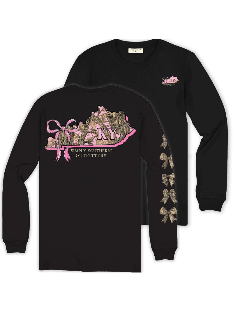 Simply Southern Kentucky Camo Bow Long Sleeve T-Shirt - SimplyCuteTees