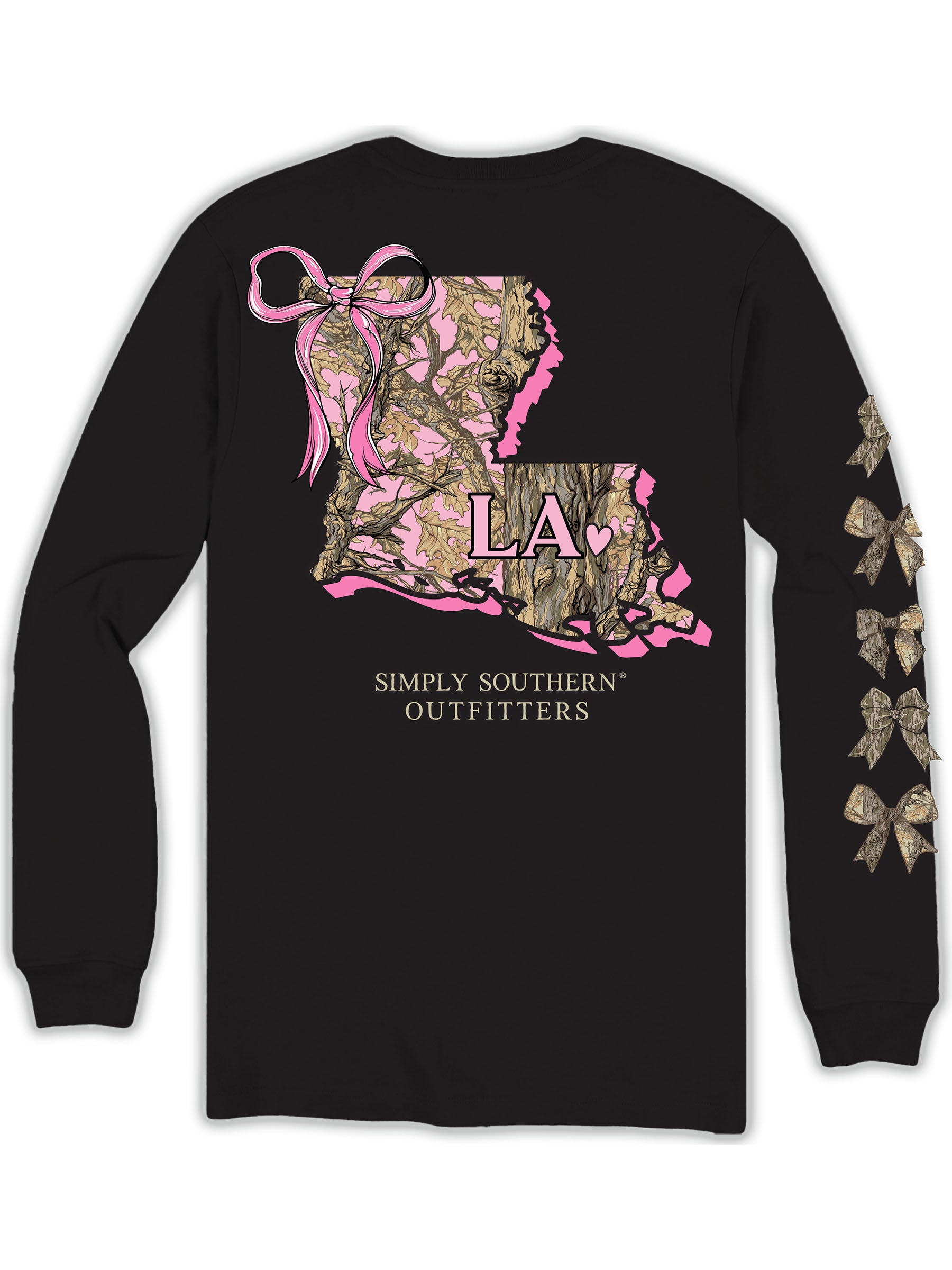 Simply Southern Louisiana Camo Bow Long Sleeve T-Shirt - SimplyCuteTees