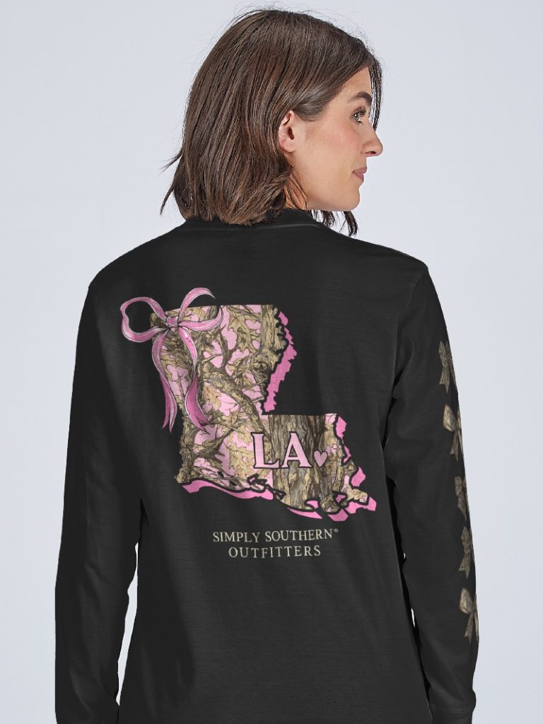 Simply Southern Louisiana Camo Bow Long Sleeve T-Shirt - SimplyCuteTees