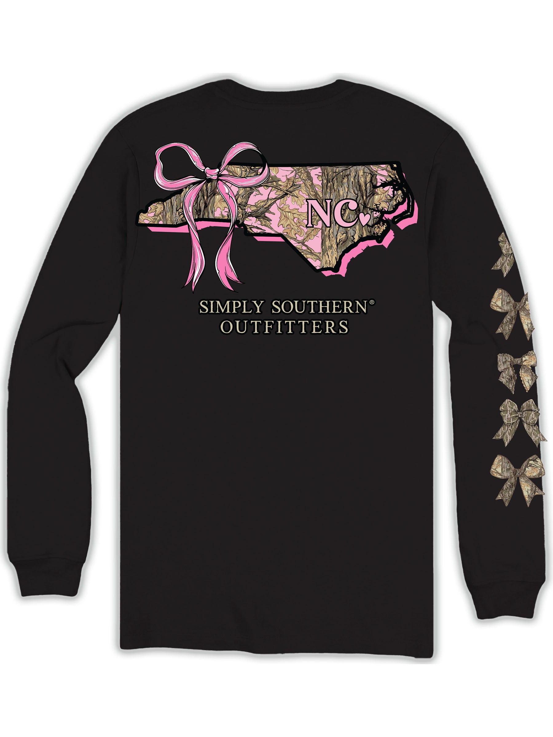 Simply Southern North Carolina Camo Bow Long Sleeve T-Shirt - SimplyCuteTees