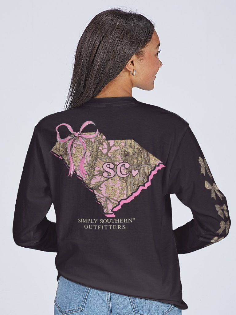 Simply Southern South Carolina Camo Bow Long Sleeve T-Shirt