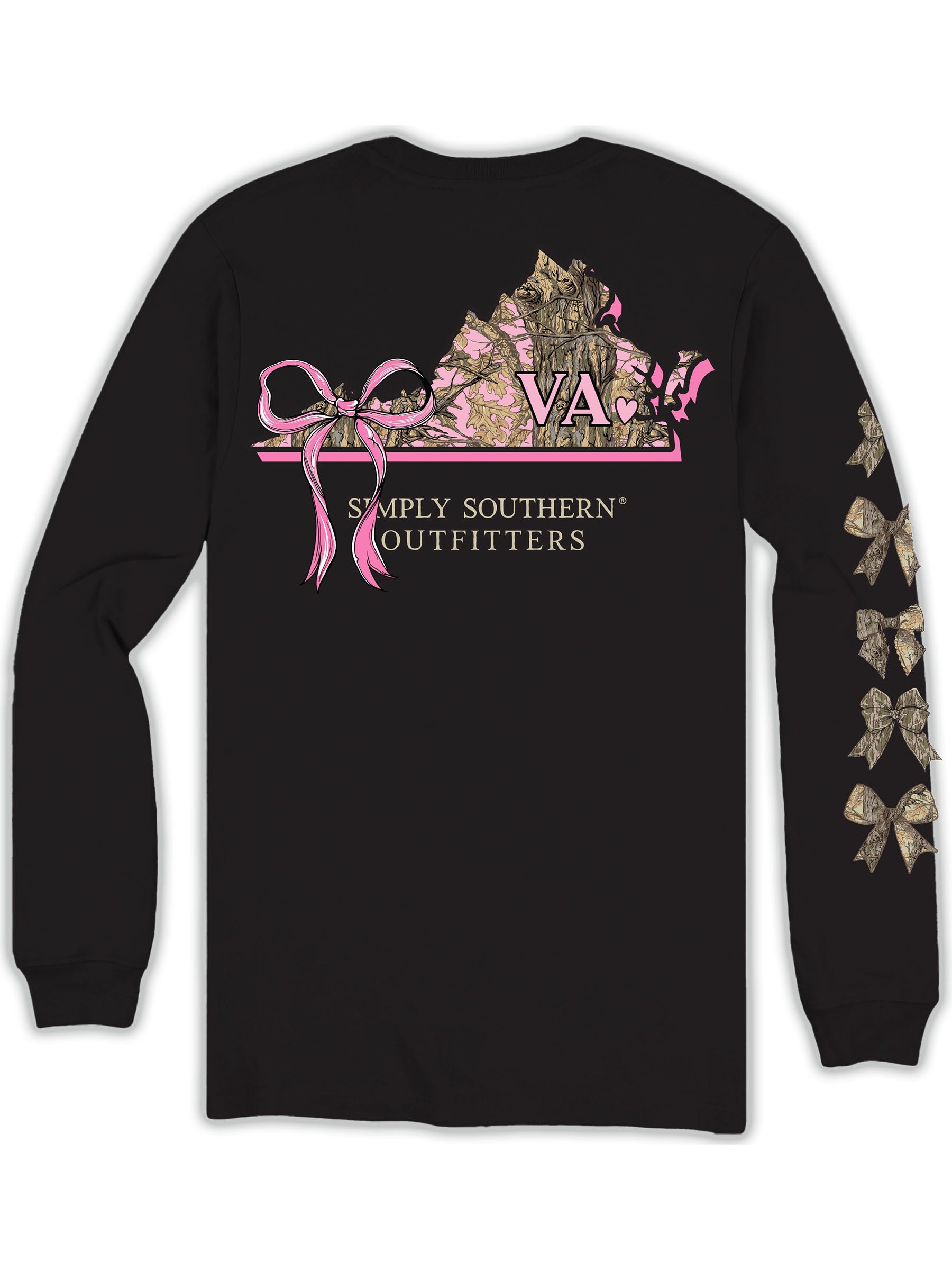 Simply Southern Virginia Camo Bow Long Sleeve T-Shirt - SimplyCuteTees