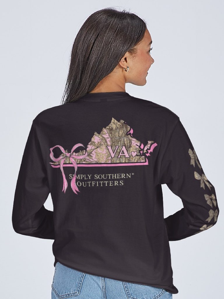 Simply Southern Virginia Camo Bow Long Sleeve T-Shirt - SimplyCuteTees