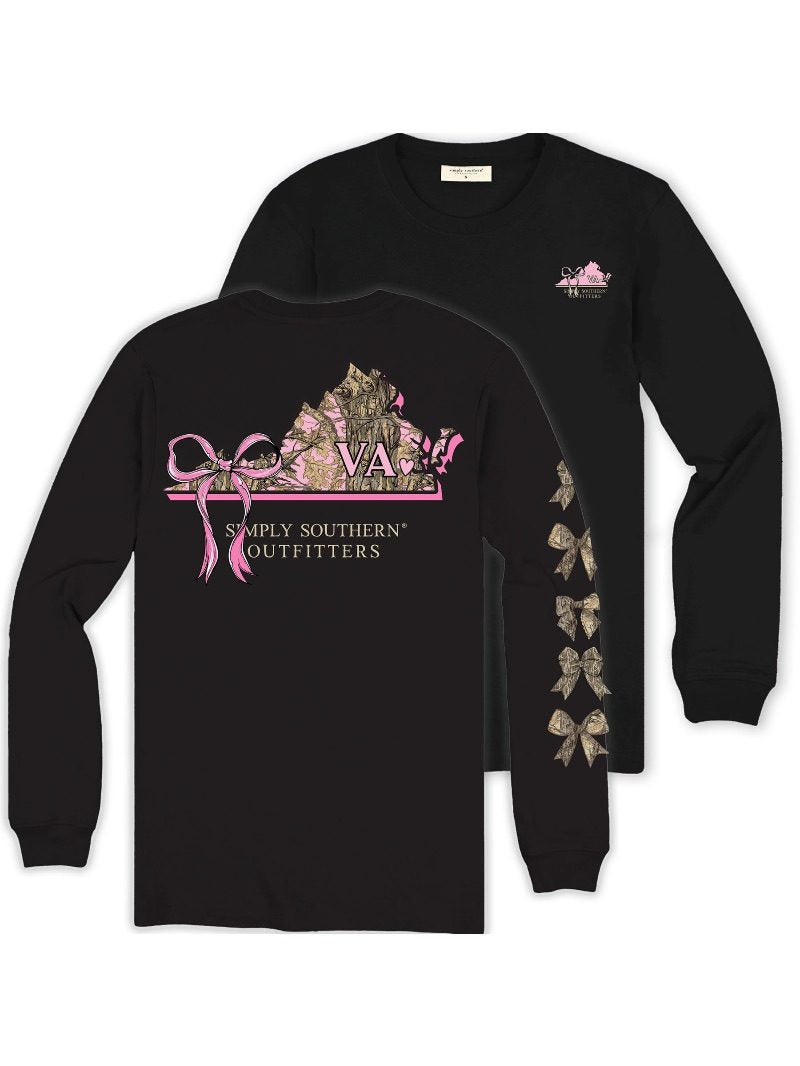 Simply Southern Virginia Camo Bow Long Sleeve T-Shirt - SimplyCuteTees