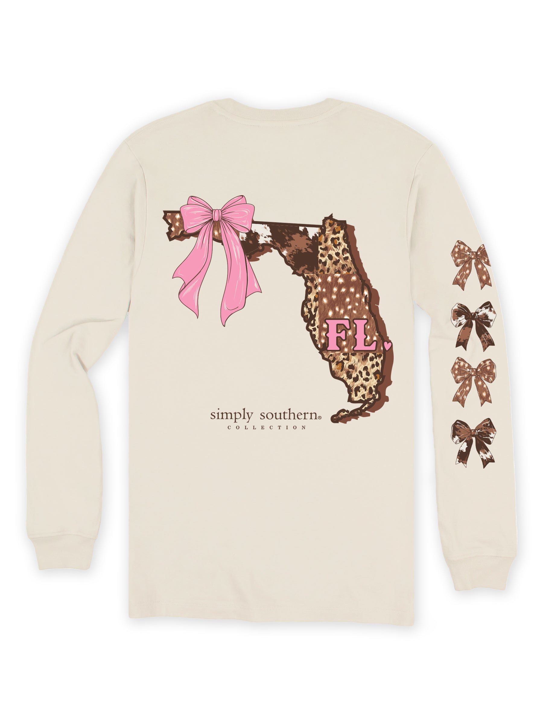 Simply Southern Florida Cow Leopard Print Pattern Long Sleeve T-Shirt