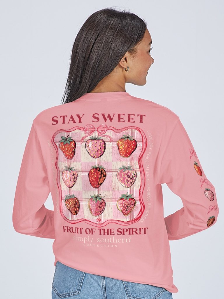Simply Southern Stay Sweet Strawberry Long Sleeve T-Shirt - SimplyCuteTees