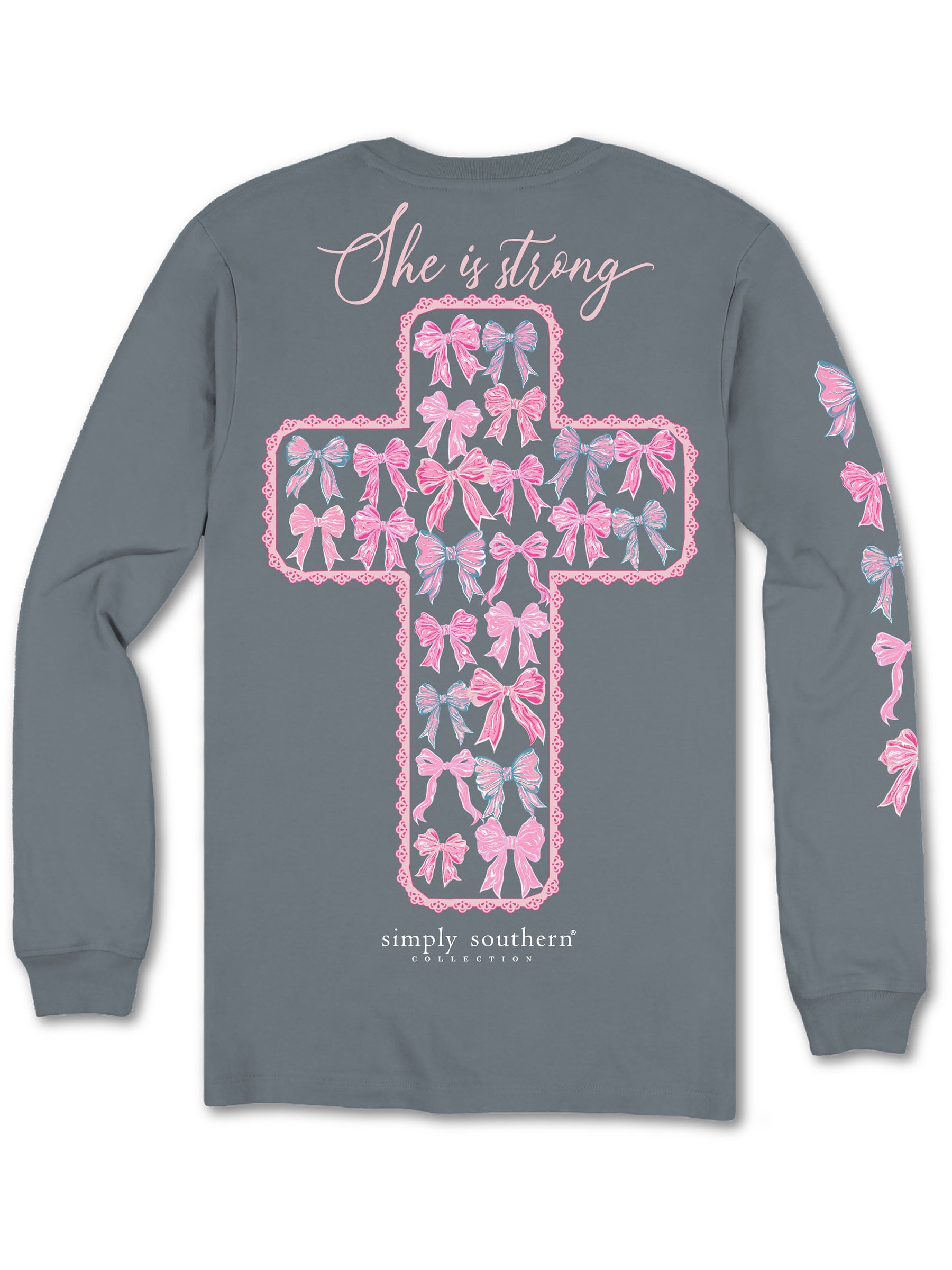Simply Southern Strong Bow Cross Long Sleeve T-Shirt - SimplyCuteTees
