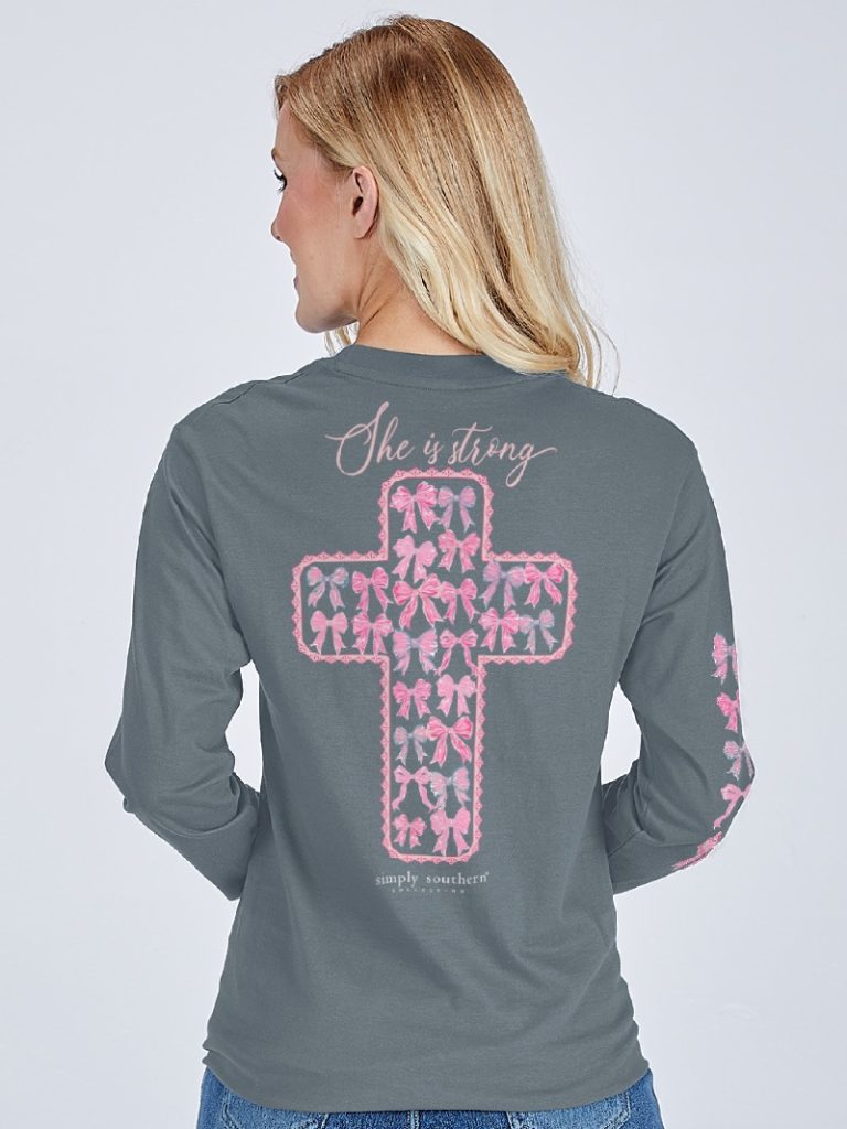 Simply Southern Strong Bow Cross Long Sleeve T-Shirt - SimplyCuteTees