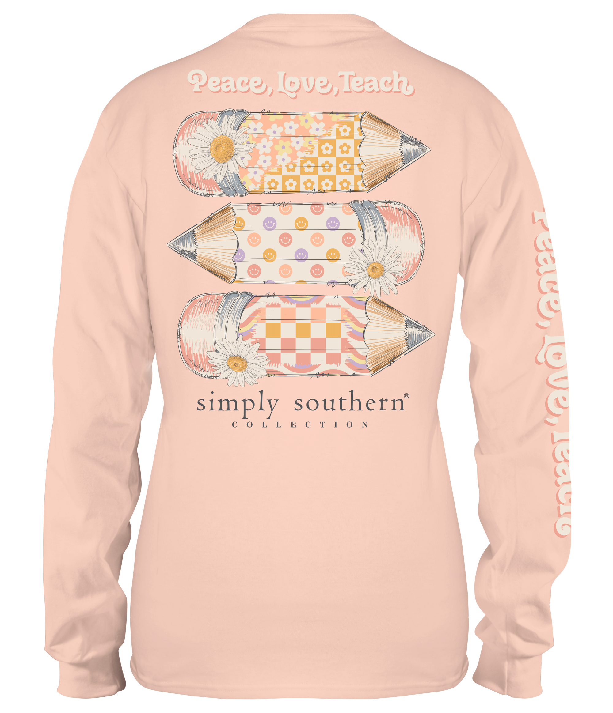 Simply Southern Peace Love Teach Long Sleeve T-Shirt - SimplyCuteTees