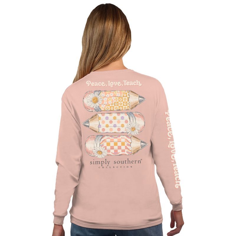 Simply Southern Peace Love Teach Long Sleeve T-Shirt - SimplyCuteTees