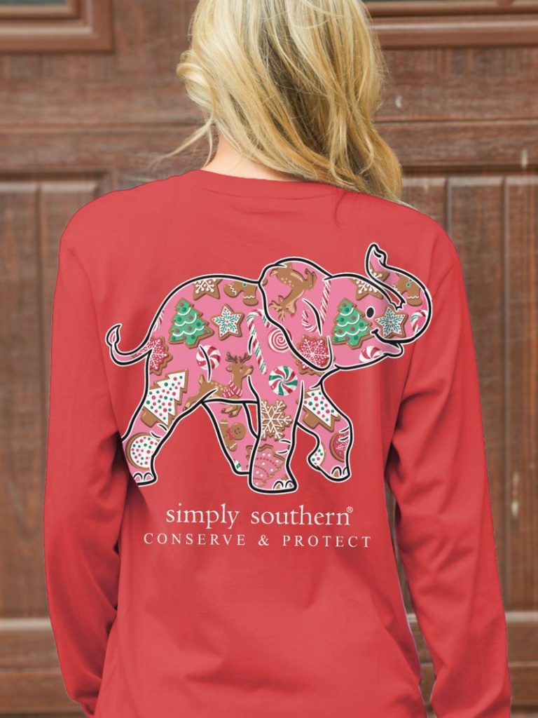 Simply Southern Elephant Tracker Cookie Holiday Long Sleeve T-Shirt