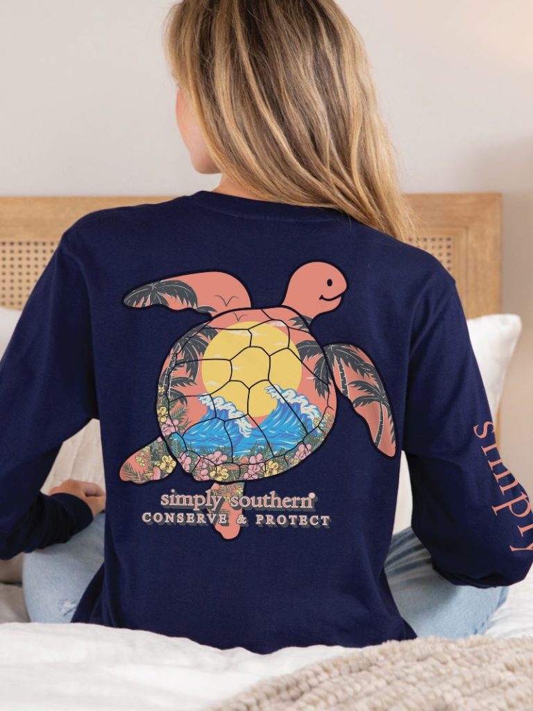 Simply Southern Turtle Tracker Waves Long Sleeve T-Shirt - SimplyCuteTees