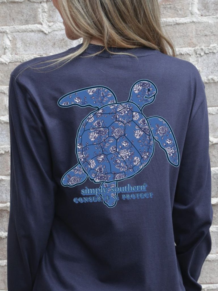 Simply Southern Turtle Tracker Rose Long Sleeve T-Shirt - SimplyCuteTees