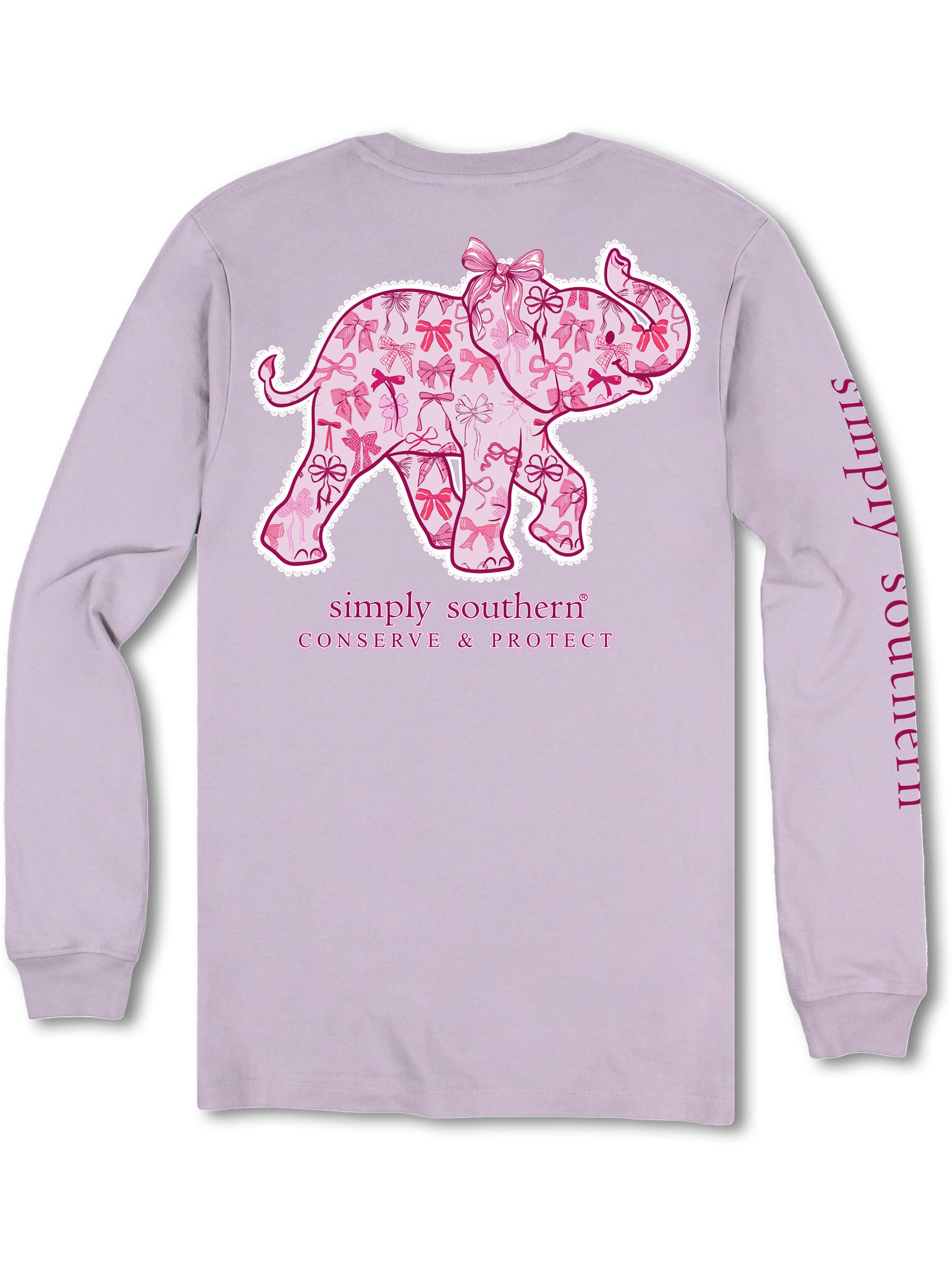 Simply Southern Elephant Tracker Bows Long Sleeve T-Shirt - SimplyCuteTees
