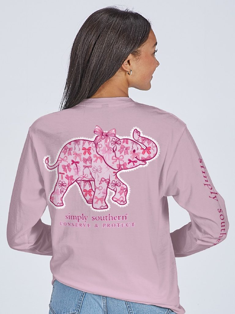 Simply Southern Elephant Tracker Bows Long Sleeve T-Shirt - SimplyCuteTees