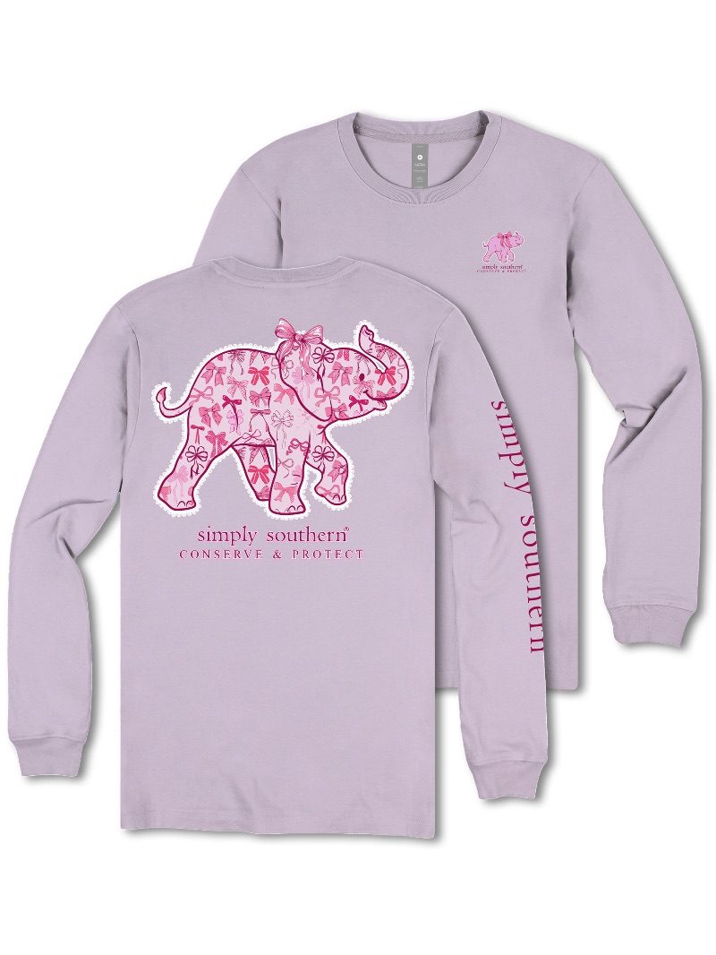 Simply Southern Elephant Tracker Bows Long Sleeve T-Shirt - SimplyCuteTees