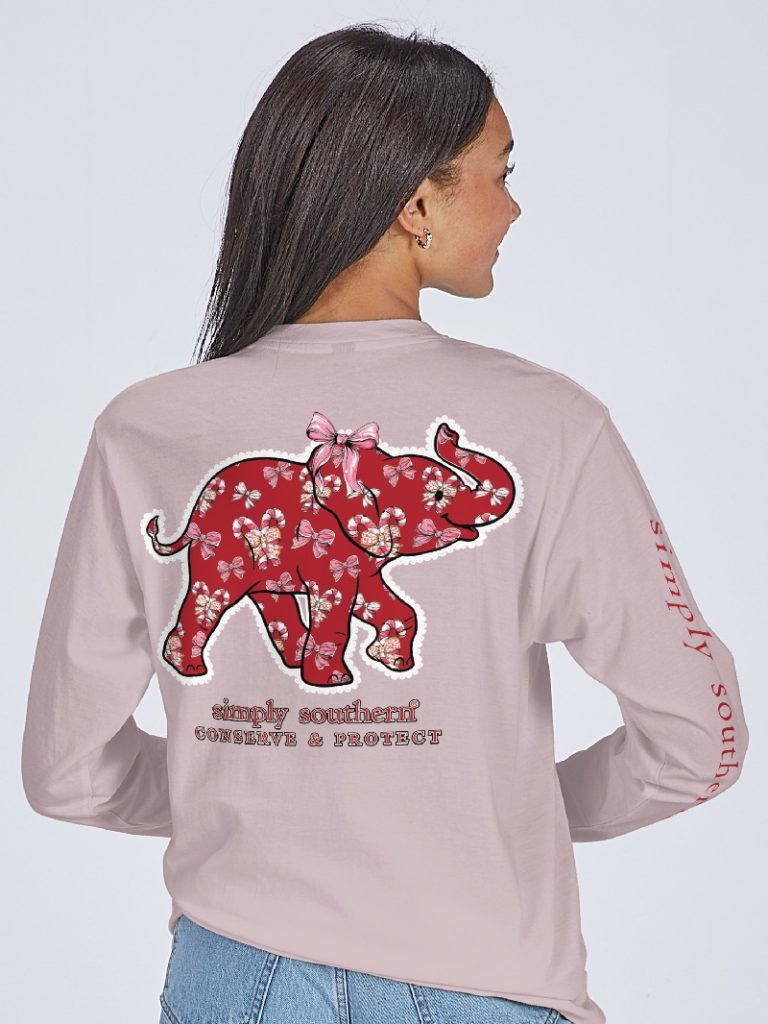 Simply Southern Elephant Tracker Candy Holiday Long Sleeve T-Shirt
