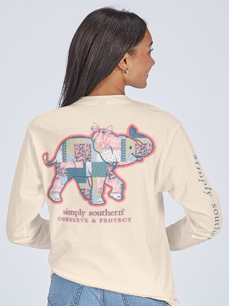 Simply Southern Elephant Tracker Quilted Long Sleeve T-Shirt - SimplyCuteTees