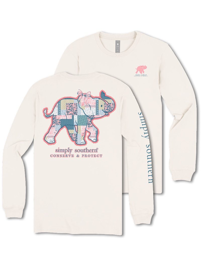 Simply Southern Elephant Tracker Quilted Long Sleeve T-Shirt - SimplyCuteTees