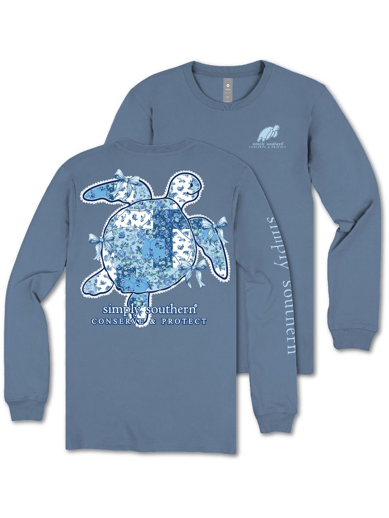 Simply Southern Turtle Tracker Floral Long Sleeve T-Shirt - SimplyCuteTees
