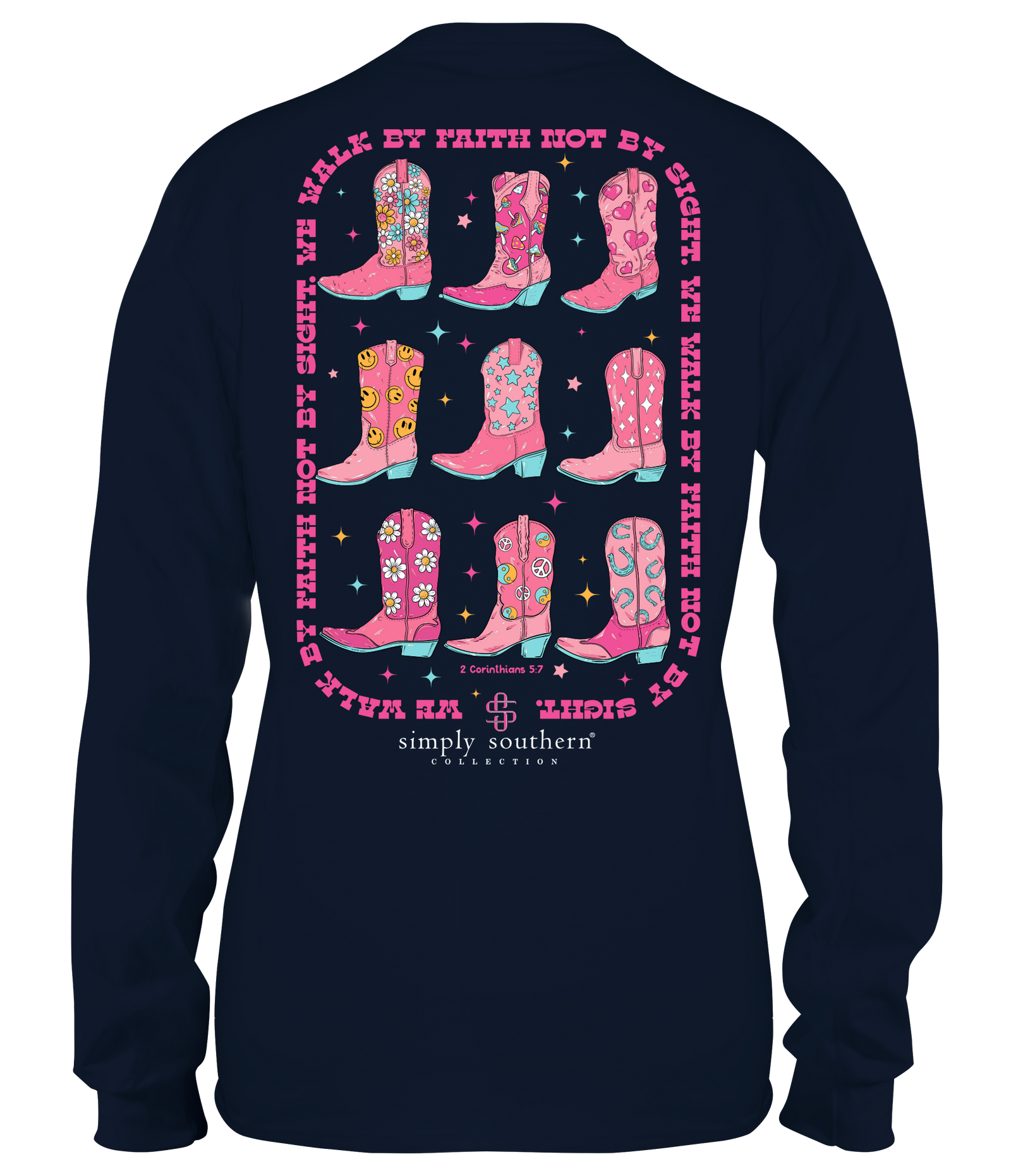 Simply Southern Walk By Faith Boots Long Sleeve T-Shirt - SimplyCuteTees
