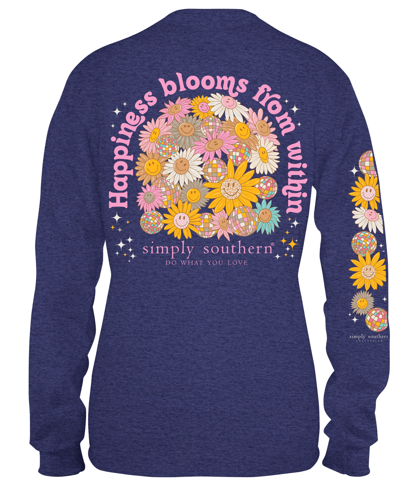 Simply Southern Happiness Blooms Long Sleeve T-Shirt - SimplyCuteTees