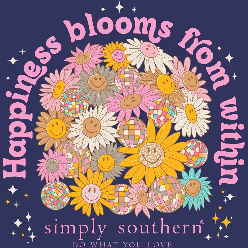 Simply Southern Happiness Blooms Long Sleeve T-Shirt - SimplyCuteTees