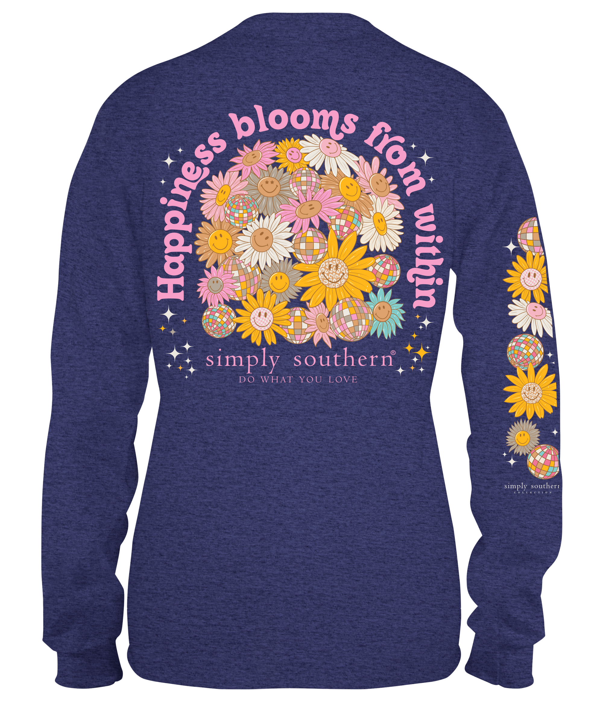 Simply Southern Happiness Blooms Long Sleeve T-Shirt - SimplyCuteTees
