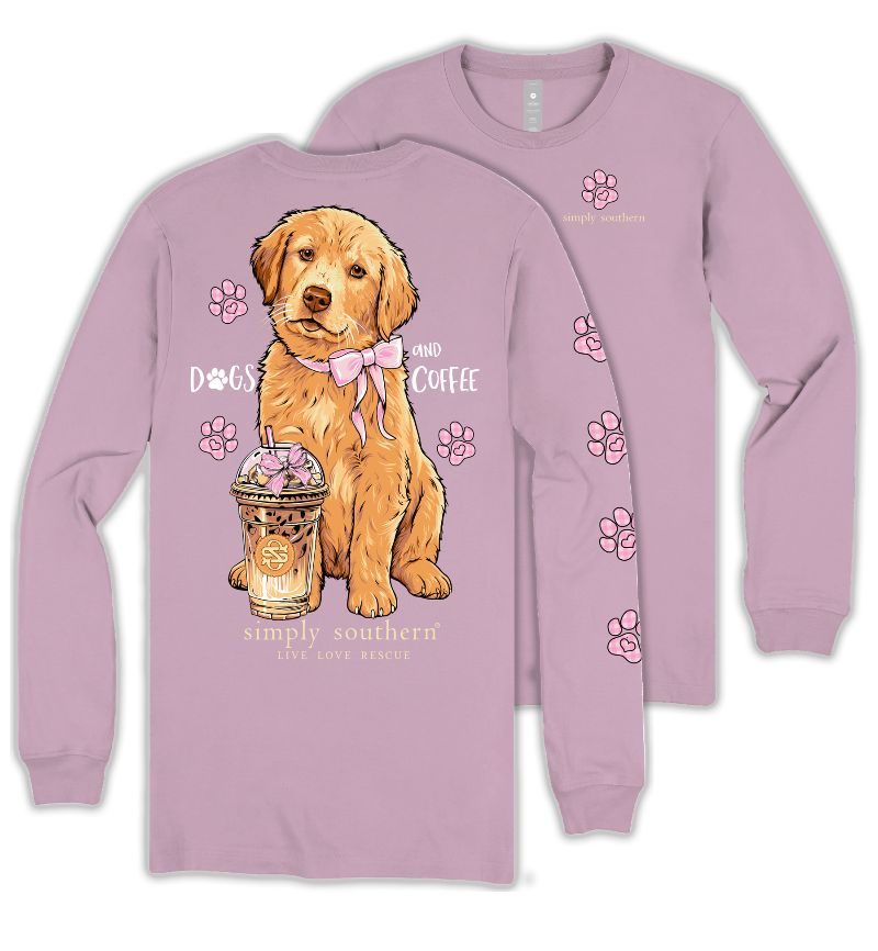 Simply Southern Dods And Coffee Wisteria Long Sleeve T-Shirt