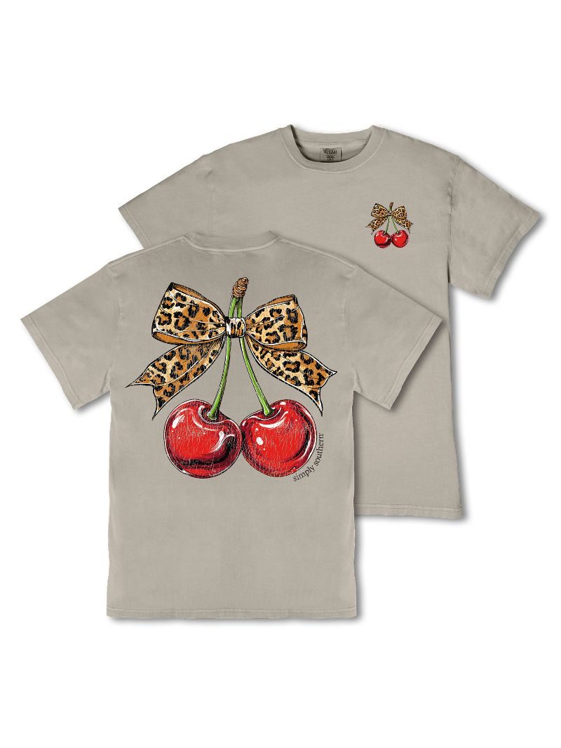 Simply Southern Leopard Cherry Mineral Washed T-Shirt - SimplyCuteTees