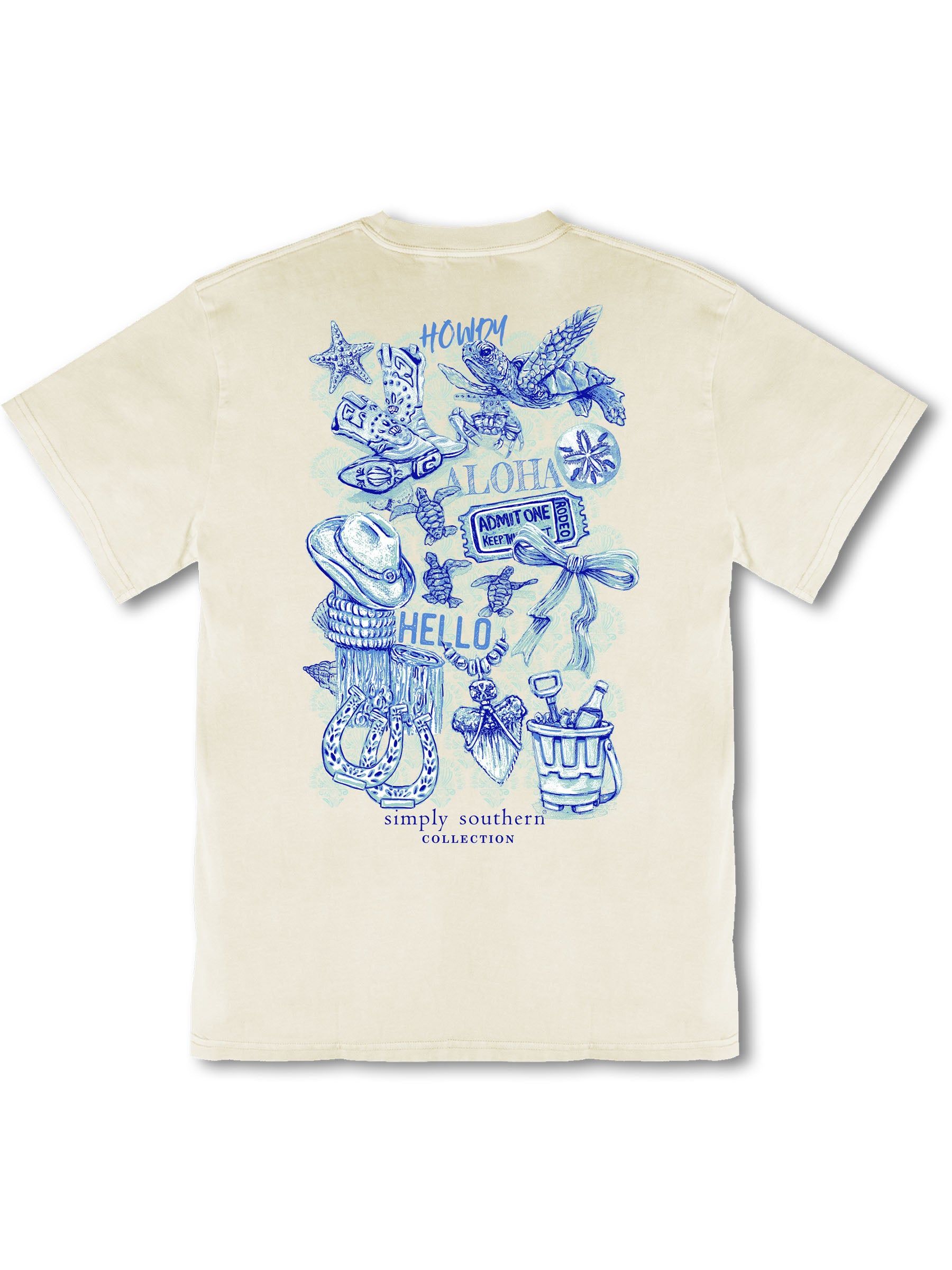 Simply Southern Howdy Aloha Mineral Washed Bone T-Shirt - SimplyCuteTees