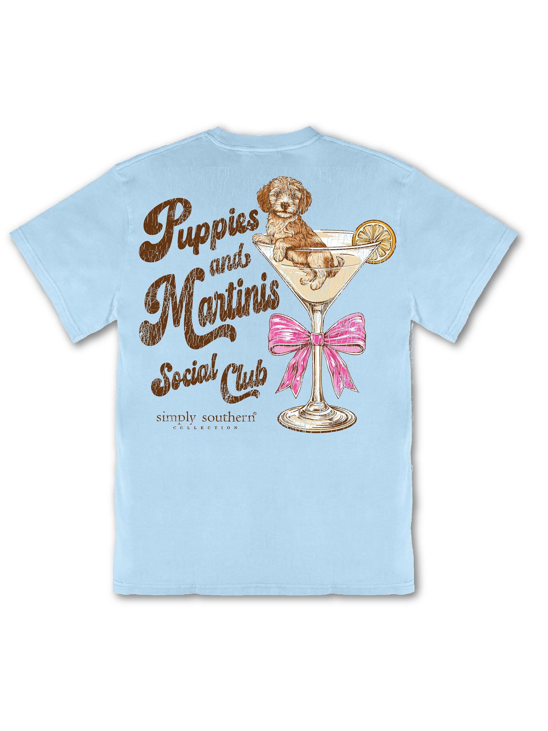 Simply Southern Puppies And Martinis Mineral Washed T-Shirt