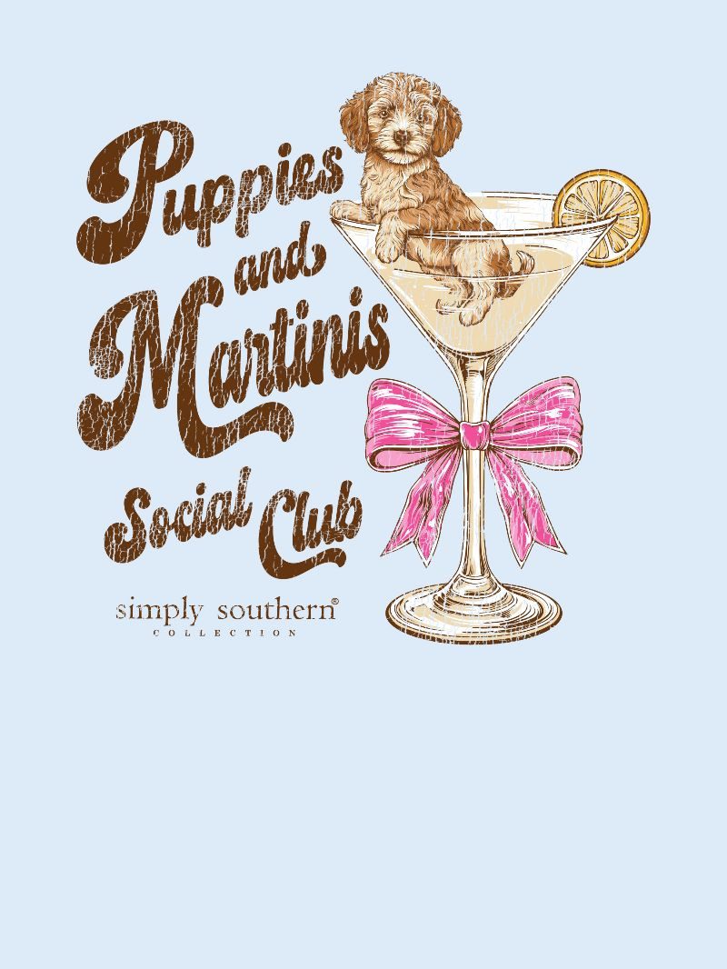 Simply Southern Puppies And Martinis Mineral Washed T-Shirt