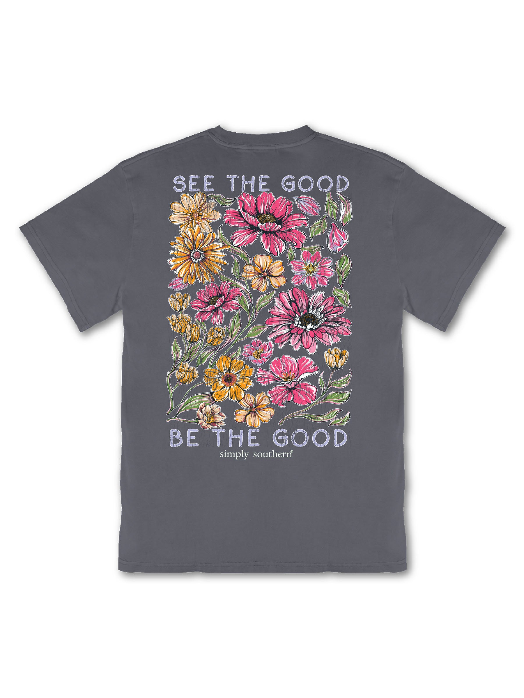 Simply Southern See The Good Flowers Mineral Washed T-Shirt - SimplyCuteTees