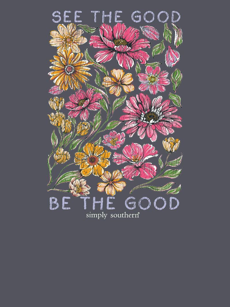 Simply Southern See The Good Flowers Mineral Washed T-Shirt - SimplyCuteTees