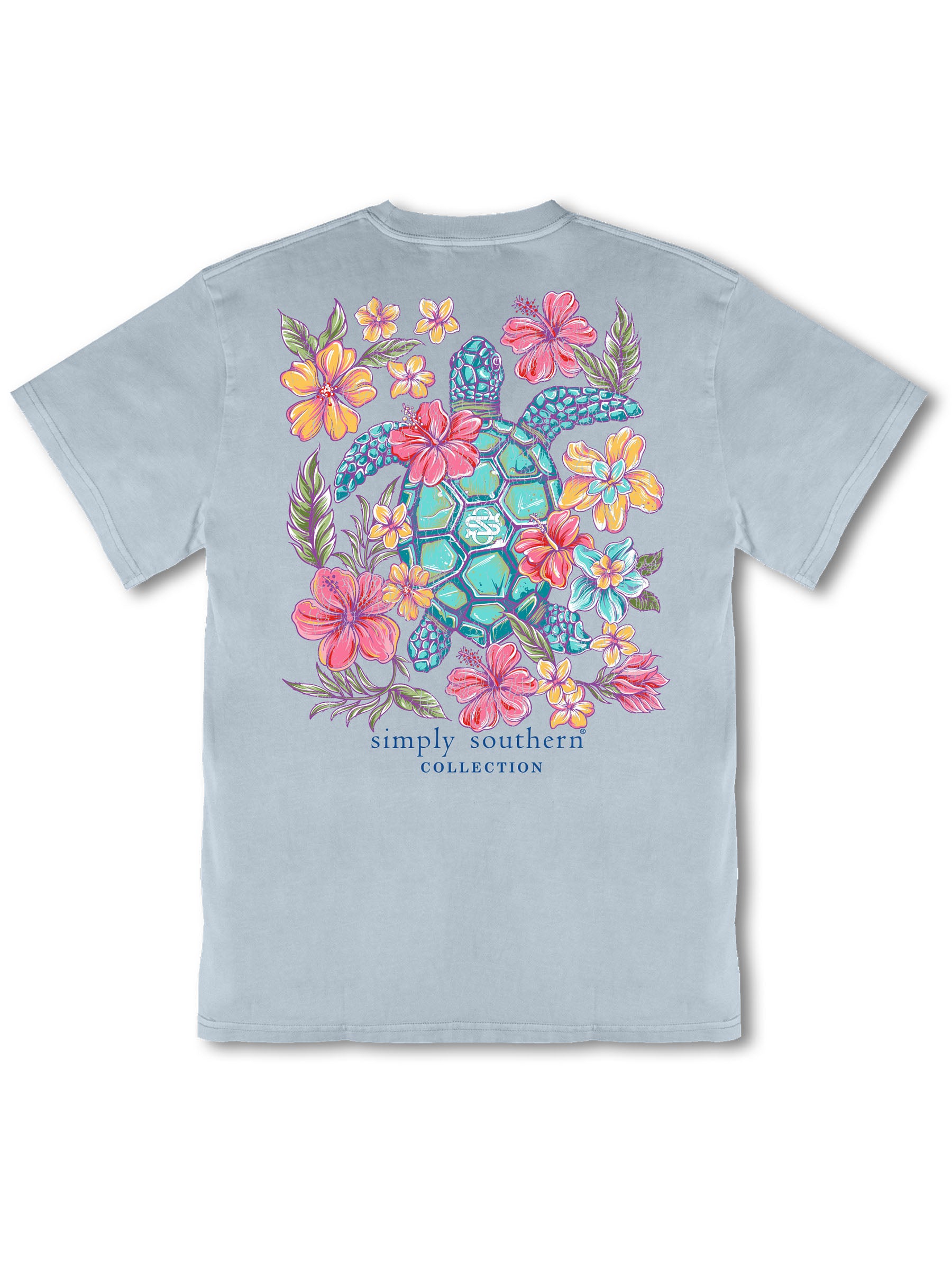 Simply Southern Flower Turtle Mineral Washed Ashen T-Shirt - SimplyCuteTees