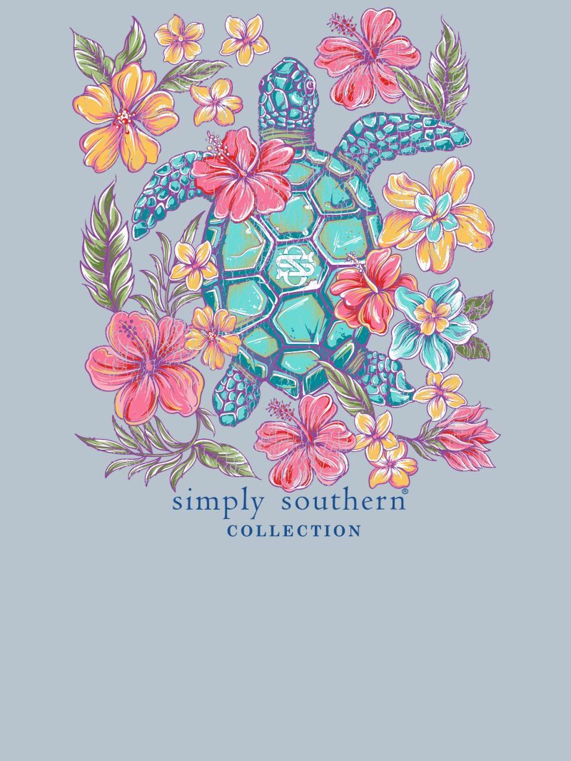 Simply Southern Flower Turtle Mineral Washed Ashen T-Shirt - SimplyCuteTees